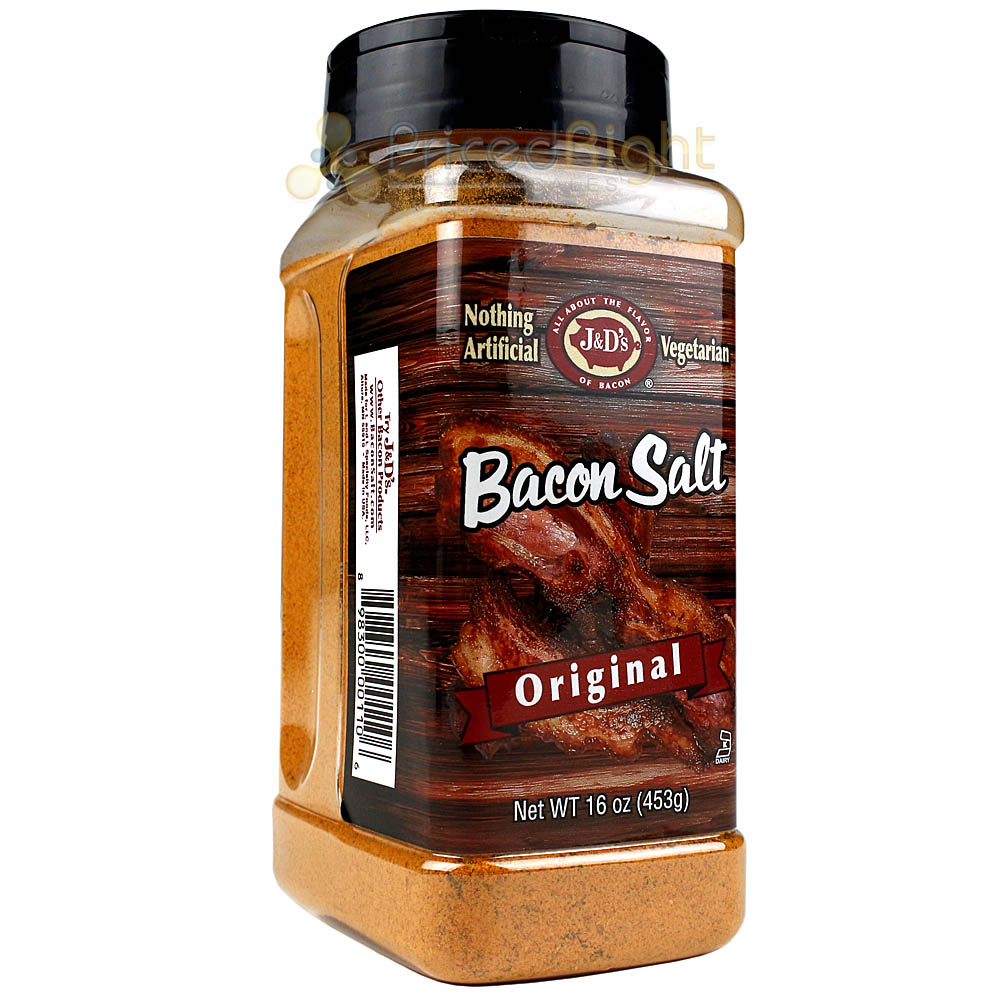 J&D's Big Pig Bacon Salt Original 16oz Bacon Flavored Seasoning Salt Low Sodium