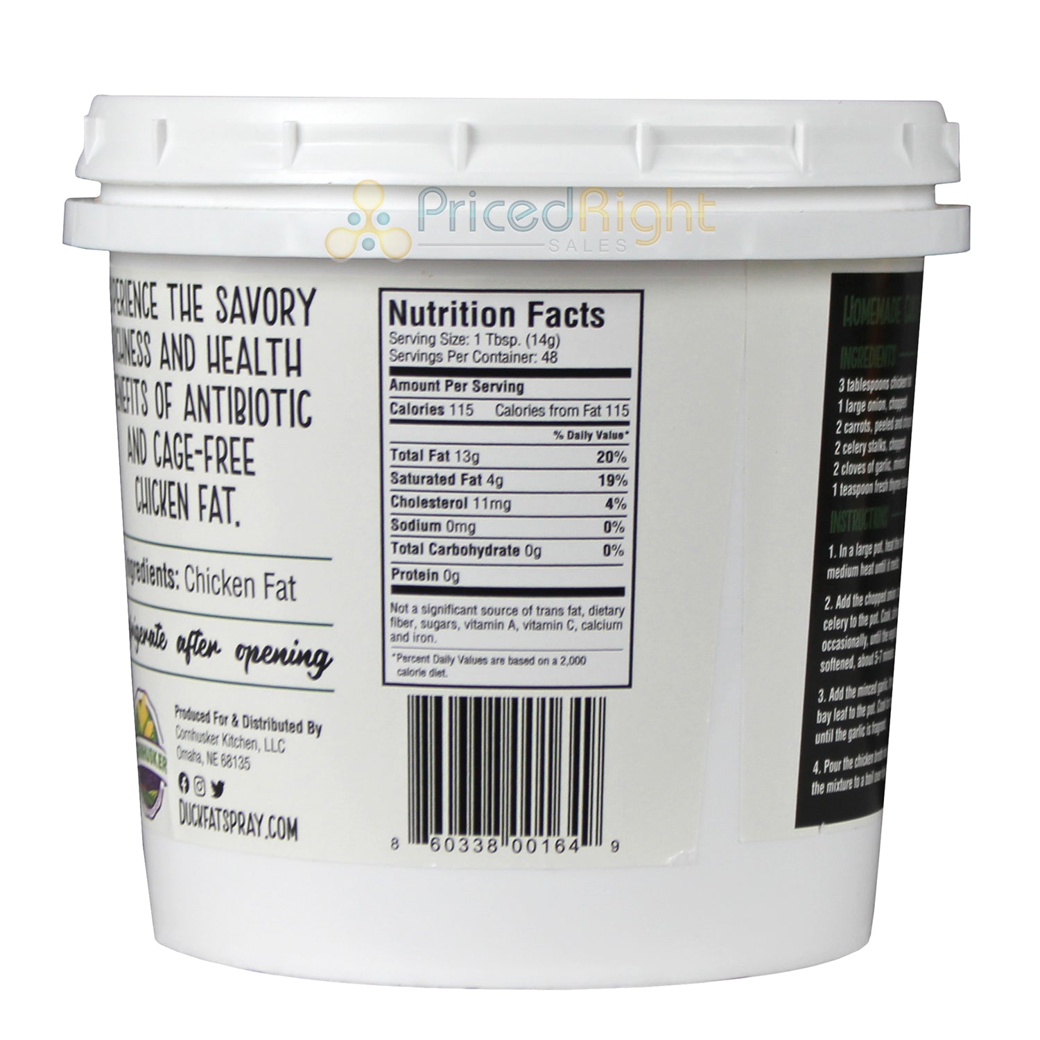 Cornhusker Kitchen Kettle Rendered Chicken Fat Made In USA Cage-Free 1.5 LB