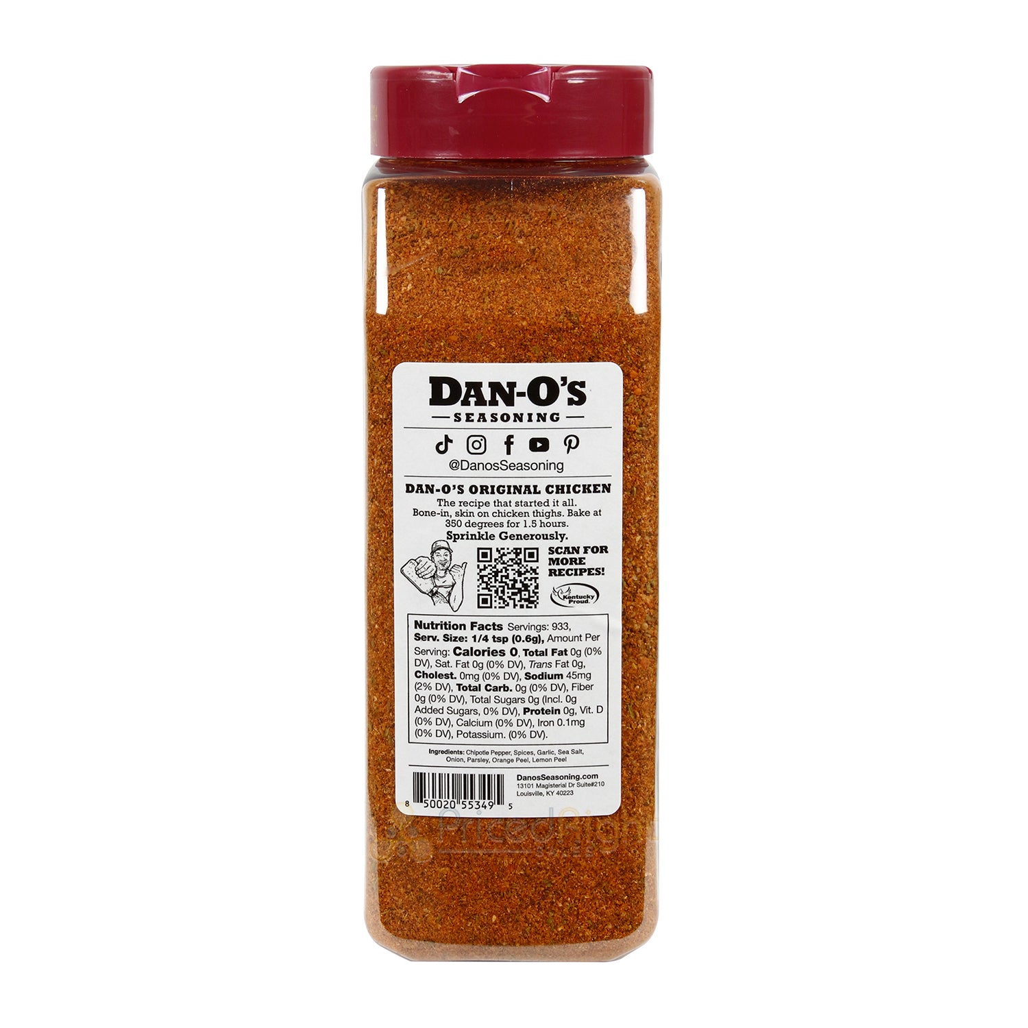 Dan-O's Hot Chipotle Low Sodium Zero Calorie Seasoning Gluten-Free No MSG 20 Oz