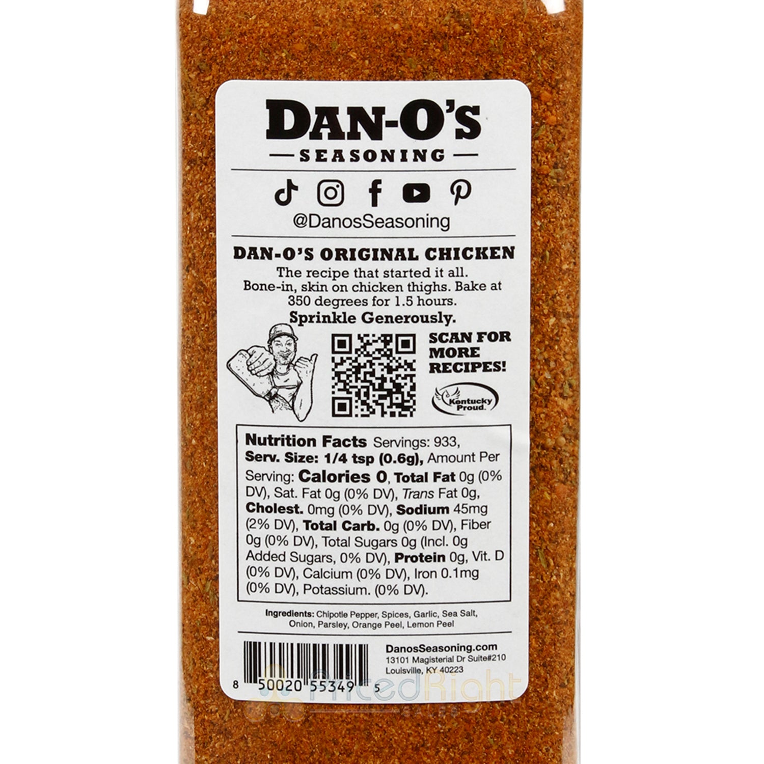 Dan-O's Hot Chipotle Low Sodium Zero Calorie Seasoning Gluten-Free No MSG 20 Oz