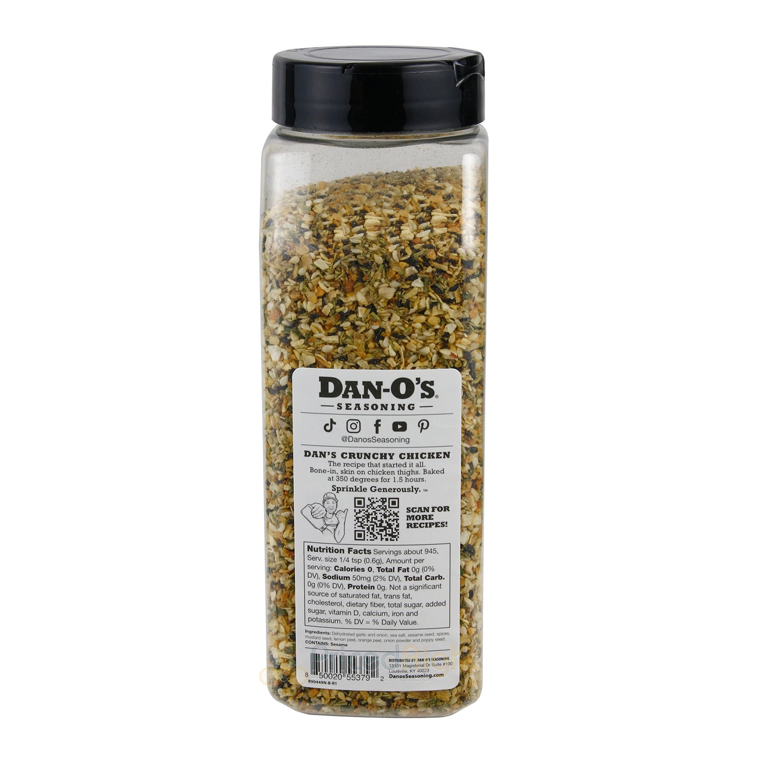 Dan-O's Crunchy Original Low Sodium Zero-Cal Seasoning Gluten-Free No MSG 20 Oz