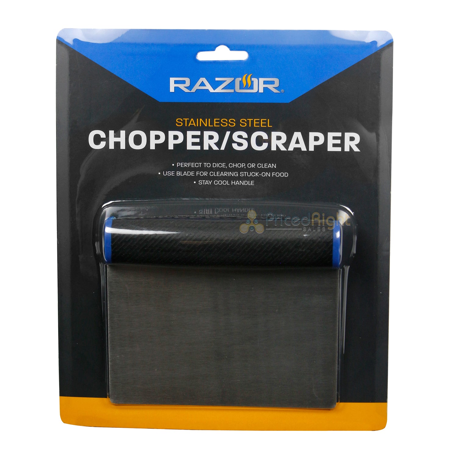 Razor Bench Scraper Chopper Stainless Steel Blade Rubber Grip Stay Cool Handle