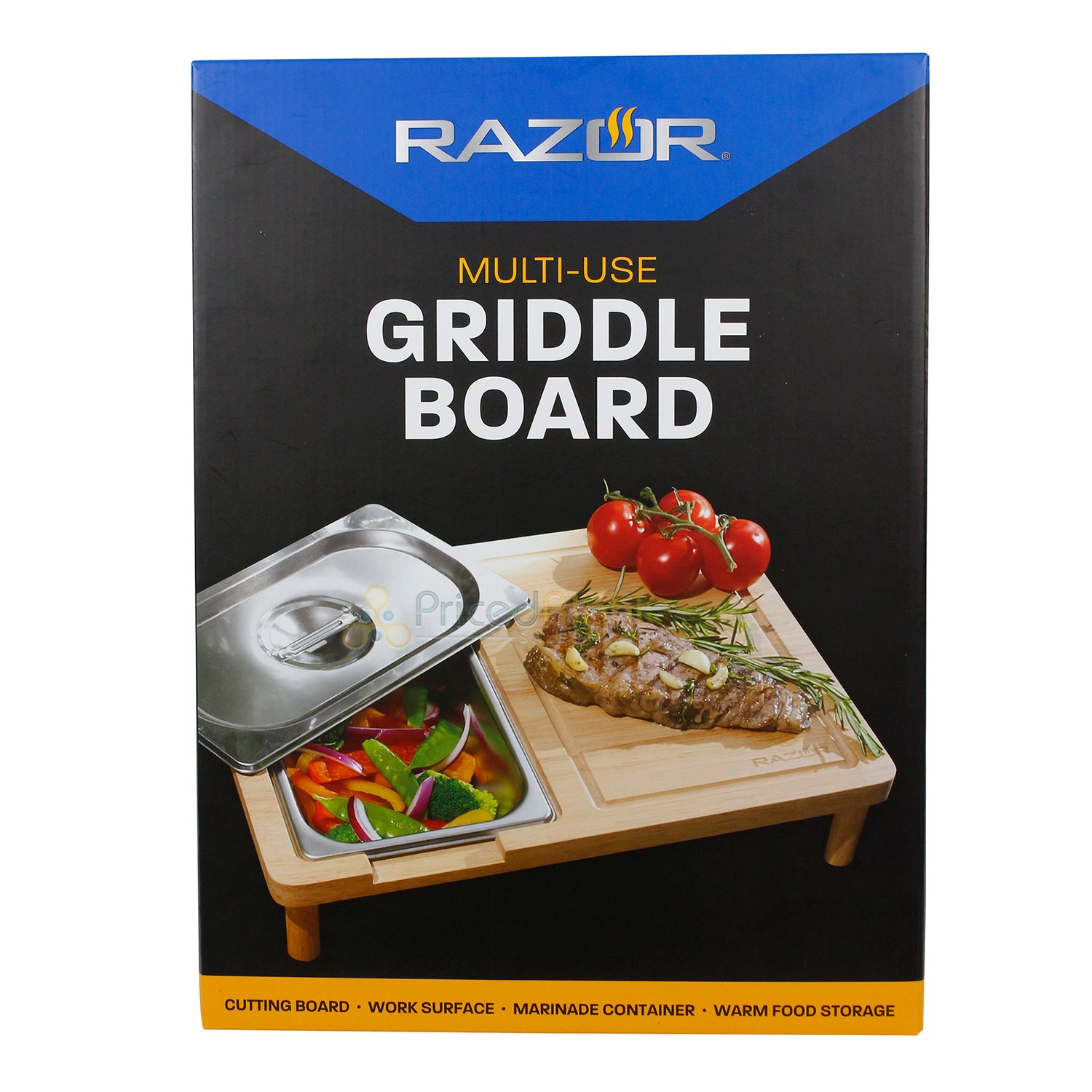 Razor Multi Use Griddle Board For Food Prep W/ Stainless Steel Container & Legs