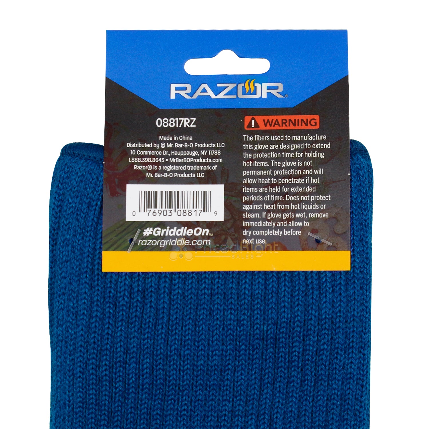 Razor Heat Resistant Extra Long Glove Rated For 650°F Machine Washable Blue