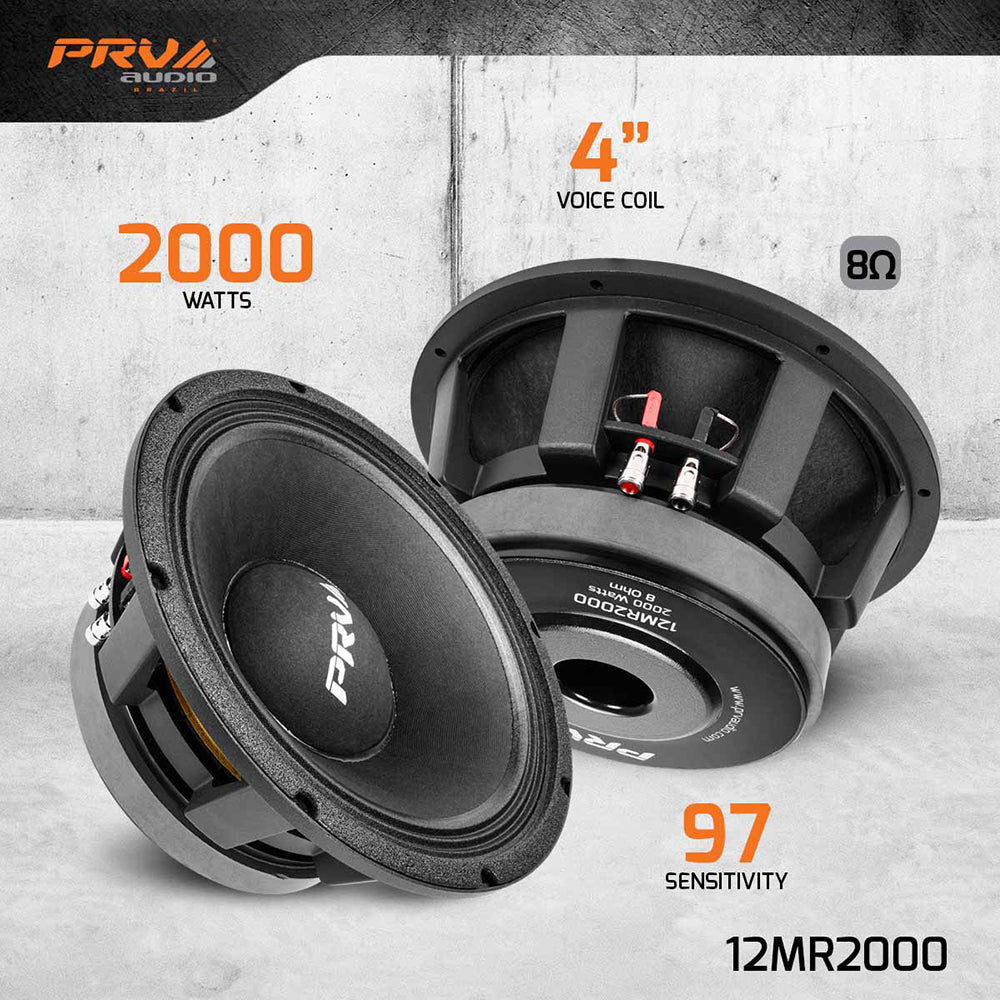 PRV 12" Midrange Speaker 2000W RMS 4000W Peak 8 Ohm 97 dB 12MR2000
