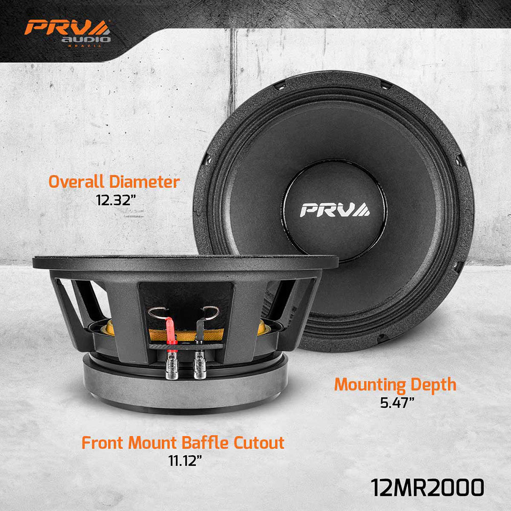 PRV 12" Midrange Speaker 2000W RMS 4000W Peak 8 Ohm 97 dB 12MR2000