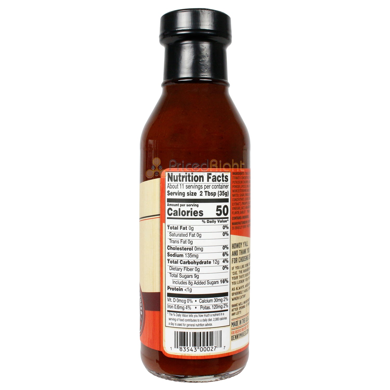 Denny Mike's Hot 'N Nasty BBQ Sauce Gluten Free Premium Ingredients 14 Ounce