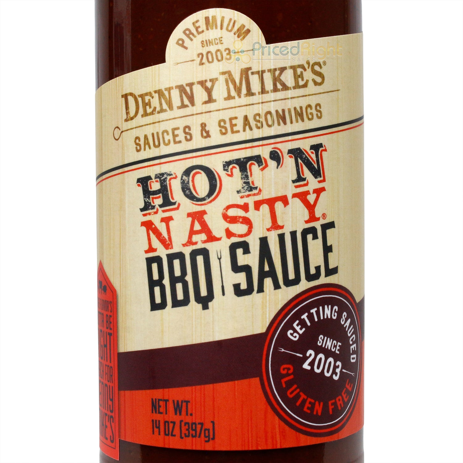 Denny Mike's Hot 'N Nasty BBQ Sauce Gluten Free Premium Ingredients 14 Ounce