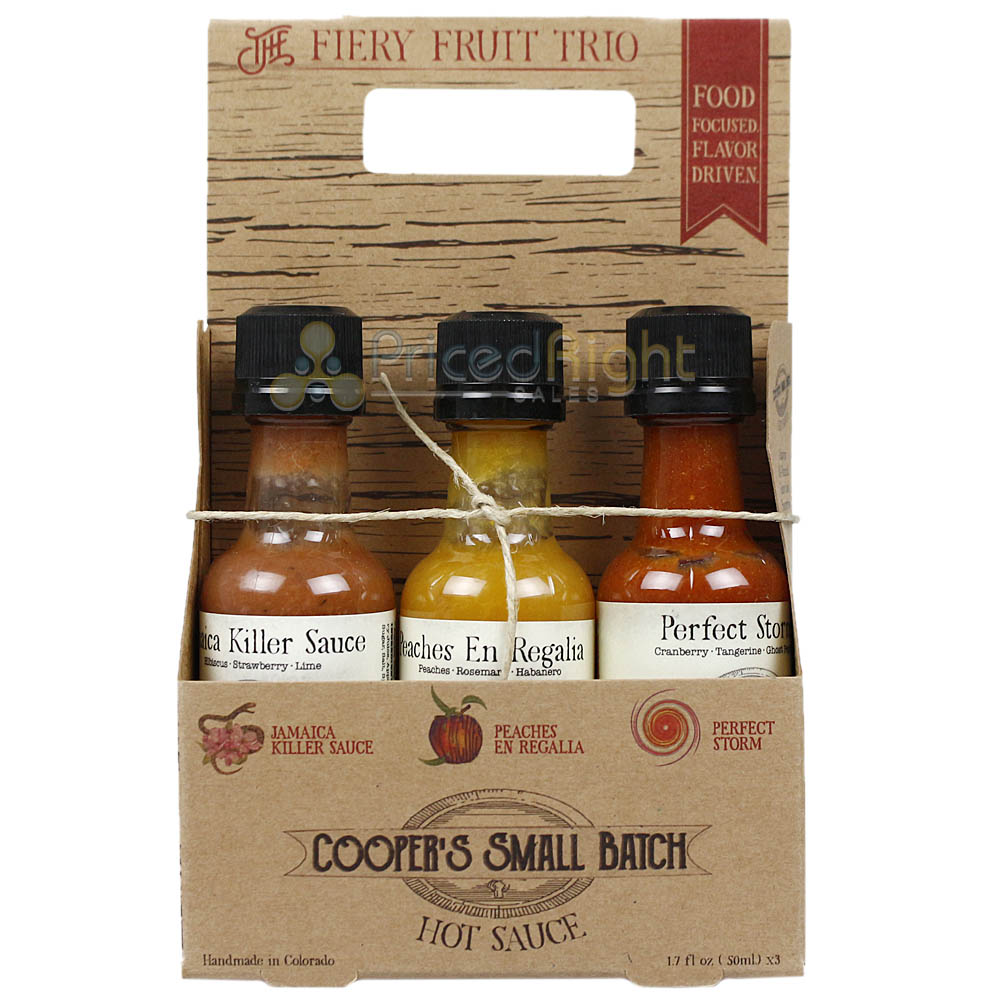 Fiery Fruit Trio Hot Sauce Variety Pack Mild Medium Hot Cooper's Small Batch