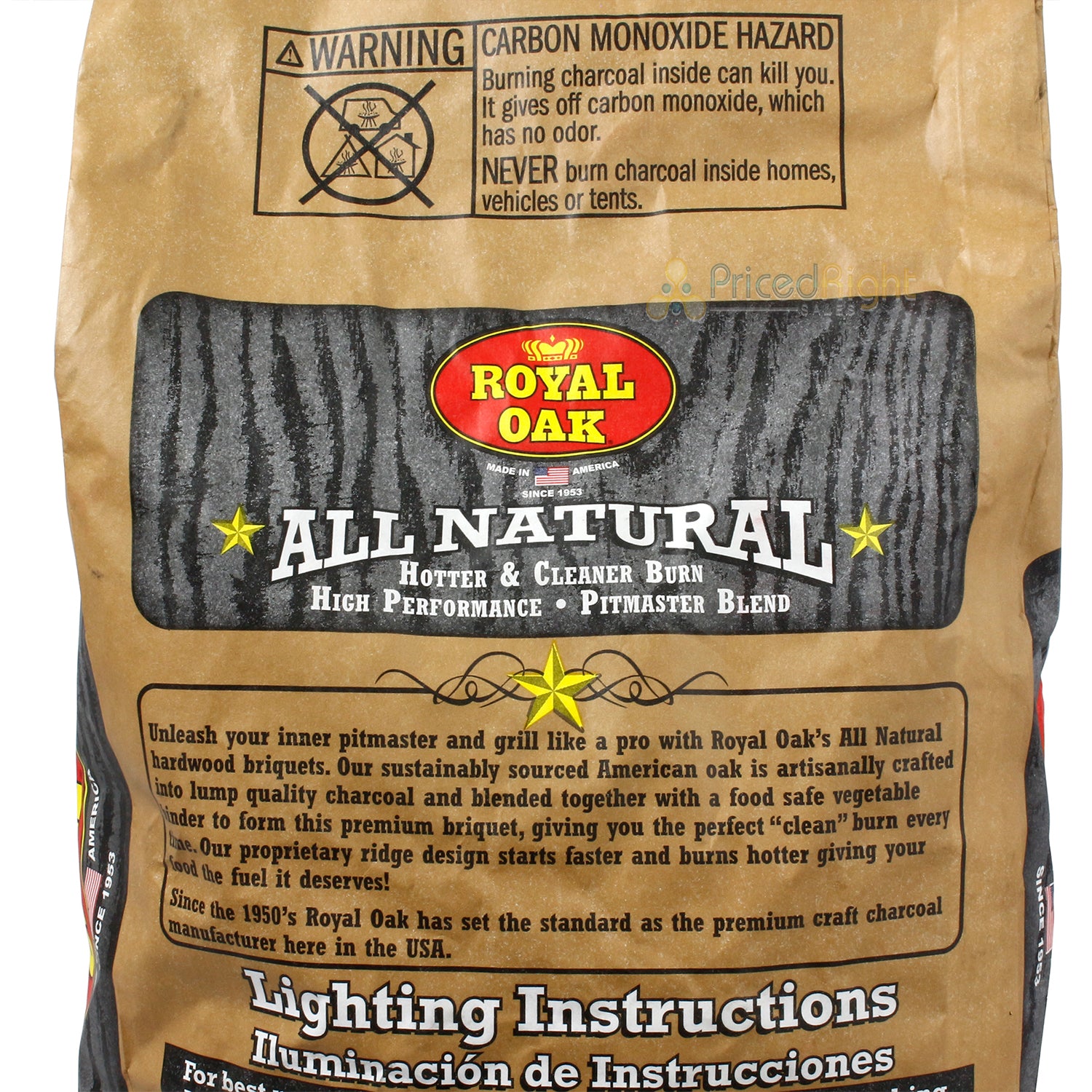 Royal Oak All Natural Briquettes Premium Hardwood Charcoal BBQ Smokers 11.1 lb