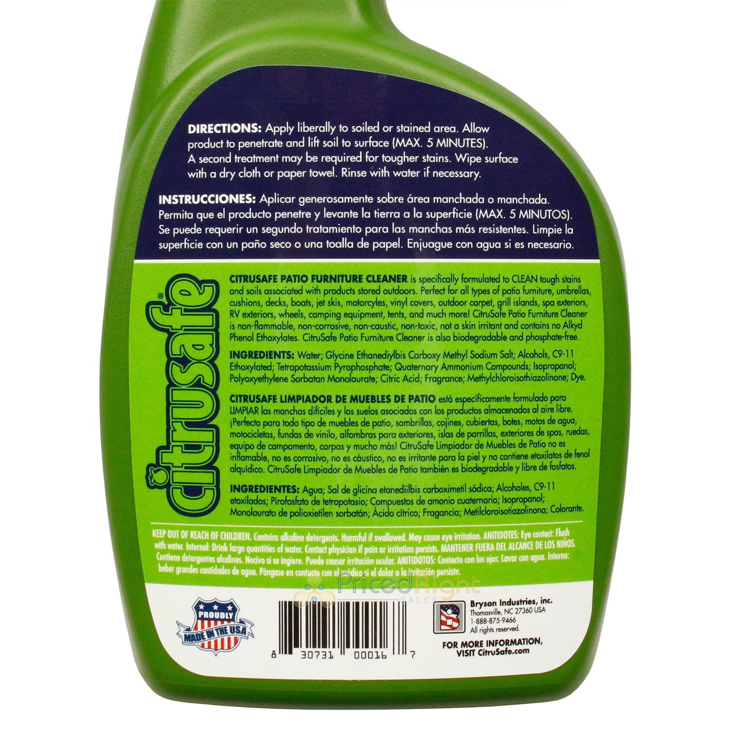 Citrusafe Eco-Friendly Outdoor Patio Furniture & Accessories Cleaner 24 fl oz