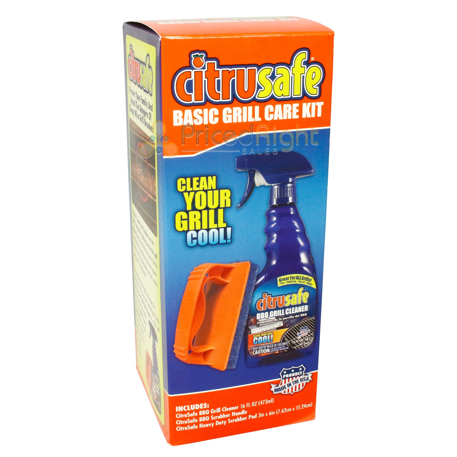 Citrusafe Basic Grill Care Kit Scrubber & Non-Toxic Cleaning Spray 16 Fl Oz