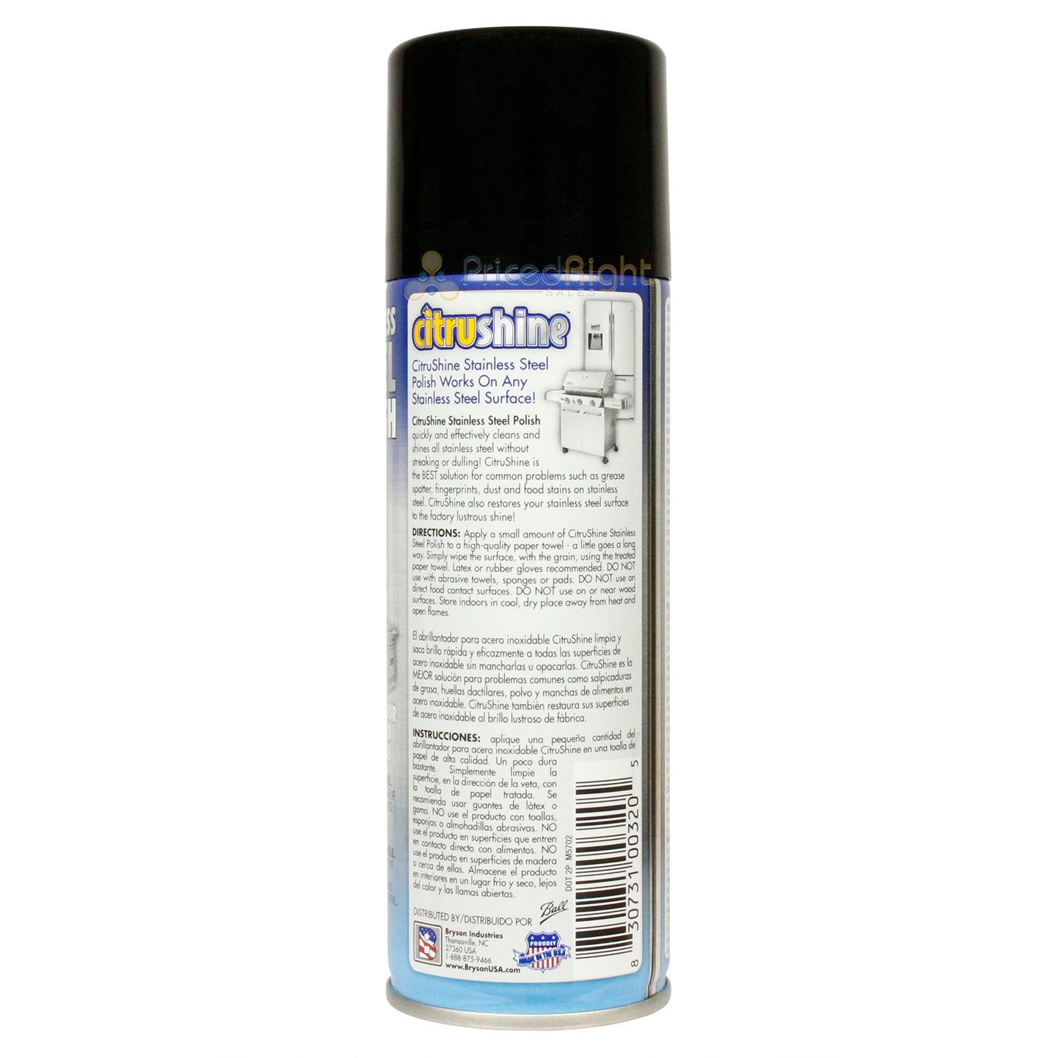 Citrusafe Stainless Steel Polish Clean Polish Preserve Protect Aerosol 6 Fl Oz