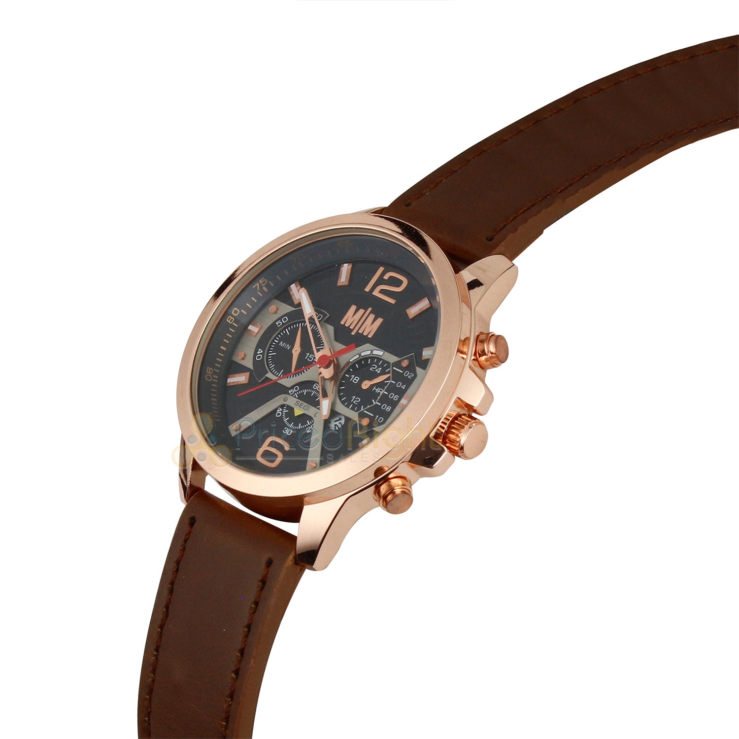 Mad Man Traveler Series Milan 3-Hand Quartz Watch Leather Strap 48mm Rose Gold