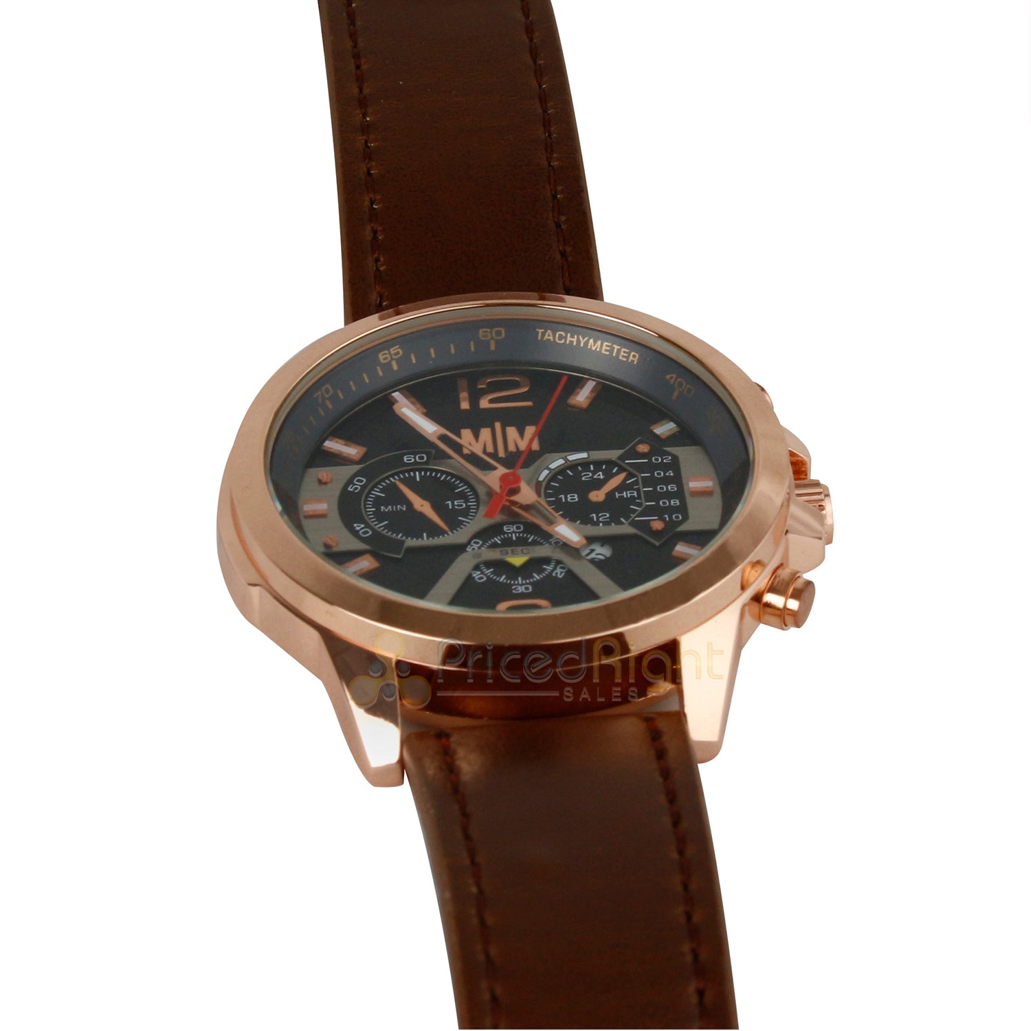 Mad Man Traveler Series Milan 3-Hand Quartz Watch Leather Strap 48mm Rose Gold