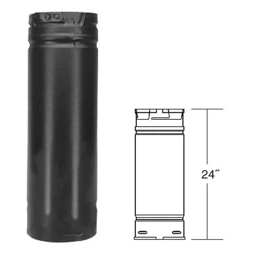 Comfortbilt Duravent 3" x 24" Straight Chimney Pipe Black 3PVP-24B