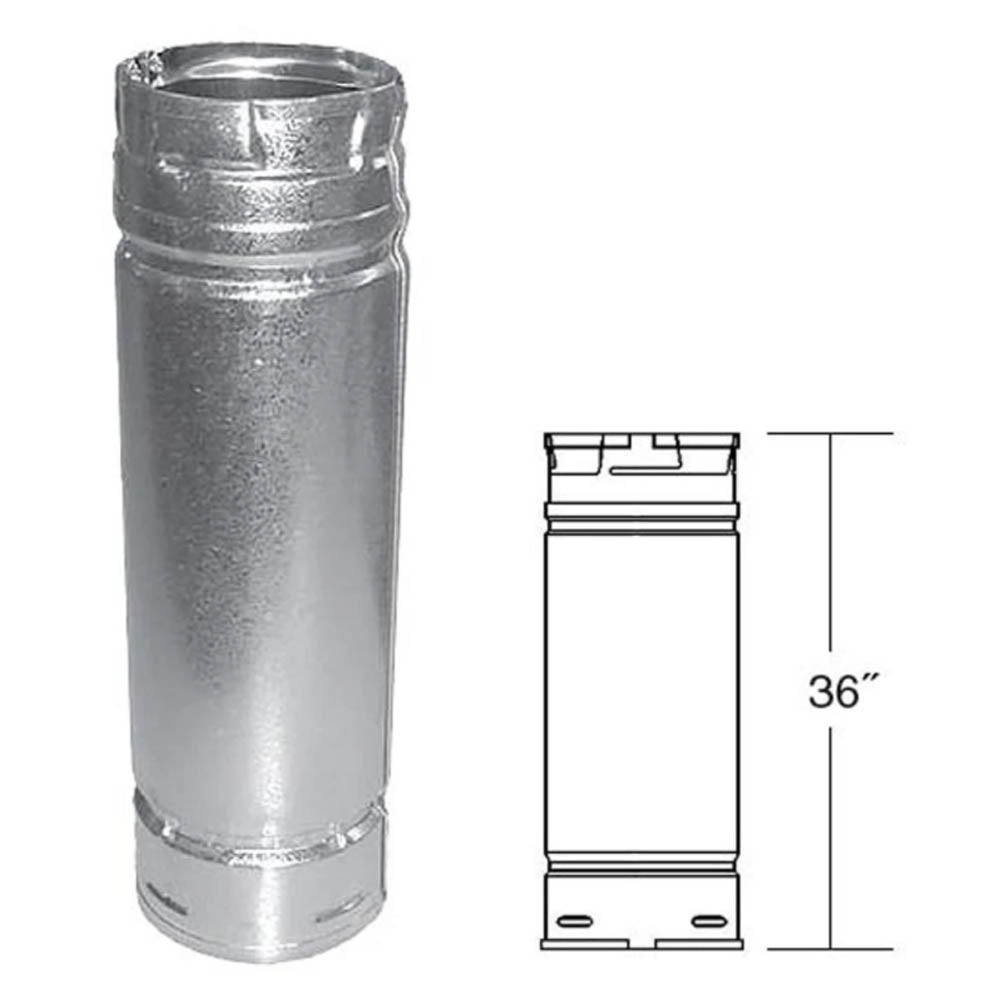 Comfortbilt Duravent 3" x 36" Straight Length Pellet Stove Chimney Pipe 3PVP-36