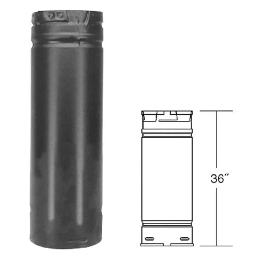 Comfortbilt Duravent 3" x 36" Straight Chimney Pipe Black 3PVP-36B