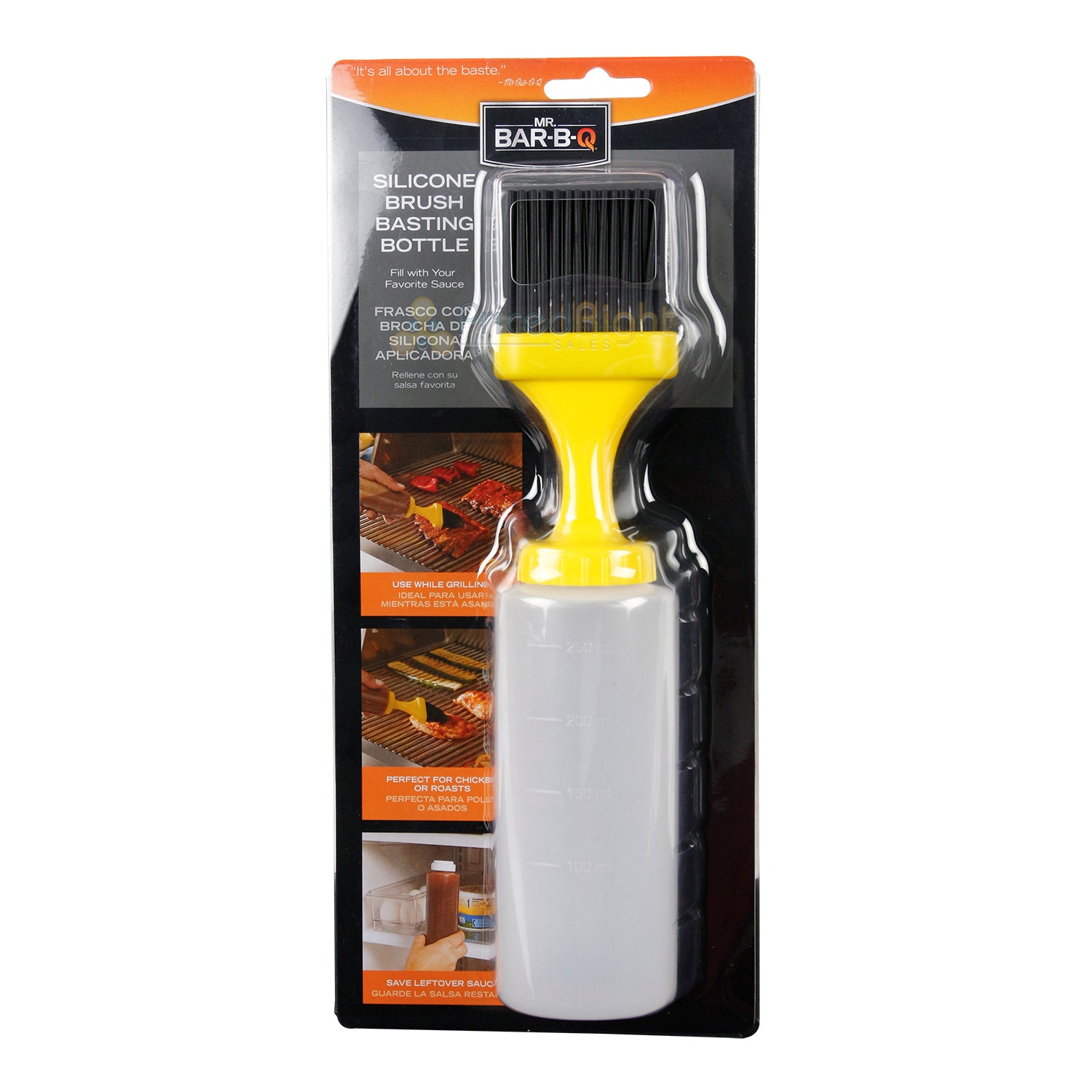 Silicone Brush Basting Bottle 250 Milliliter With Brush Lid And Seal Lid Yellow