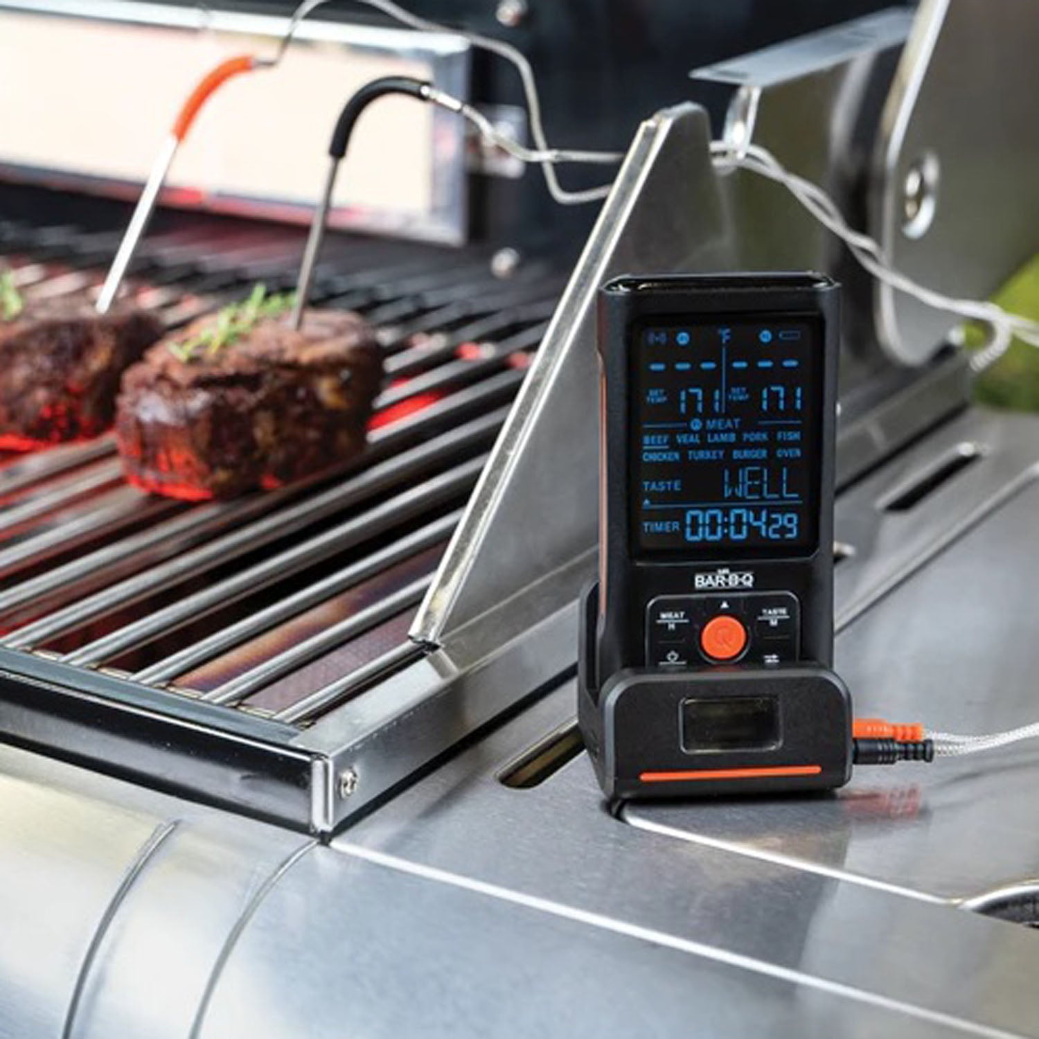 Mr Bar-B-Q Remote Wireless Digital Dual Probe Thermometer LCD Screen 145ft Range