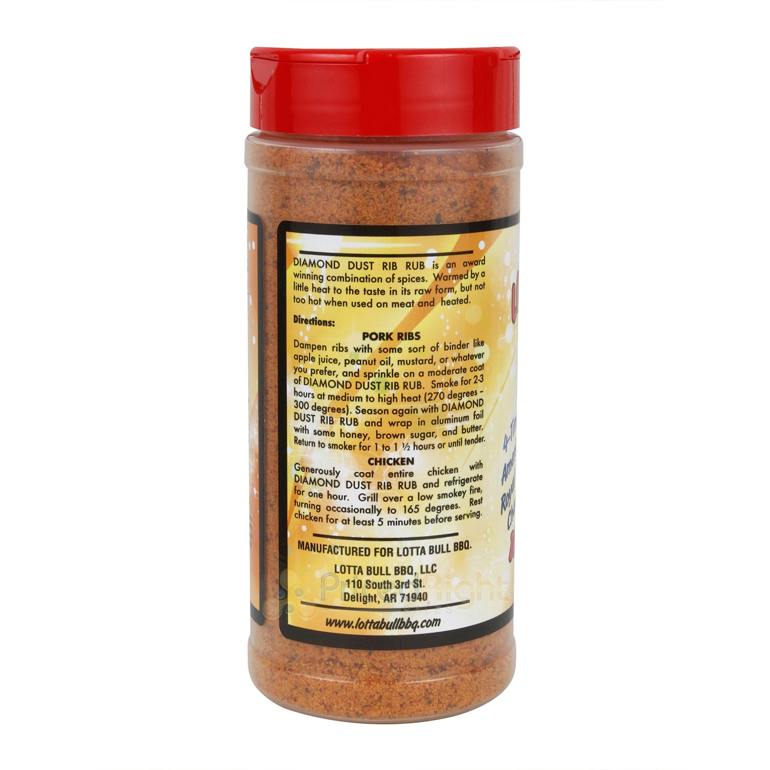 Lotta Bull BBQ Diamond Dust Rib Rub Seasoning Pork Chicken Beef 13.12 Oz Bottle