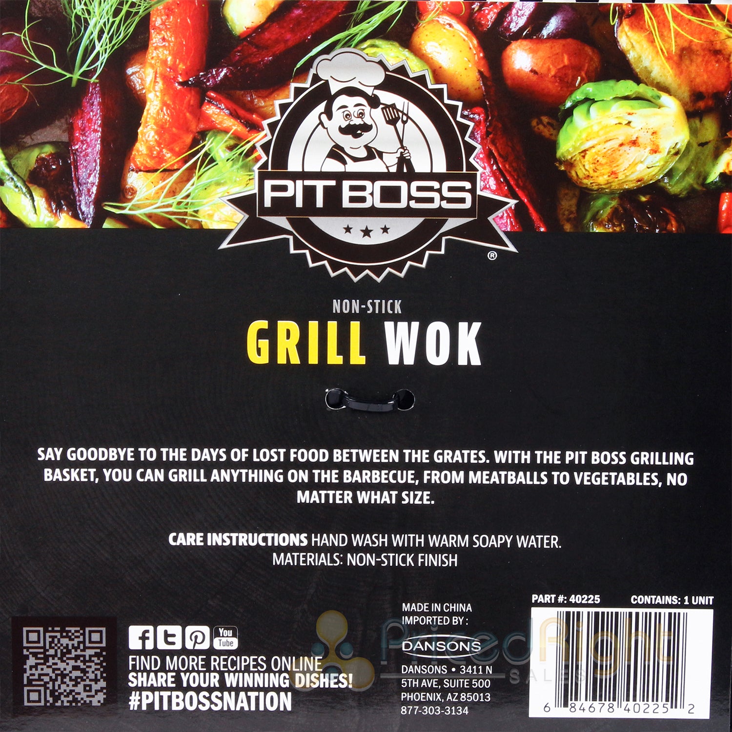 Pit Boss Grill Wok Non Stick Cooking on any Grill Surface 40225