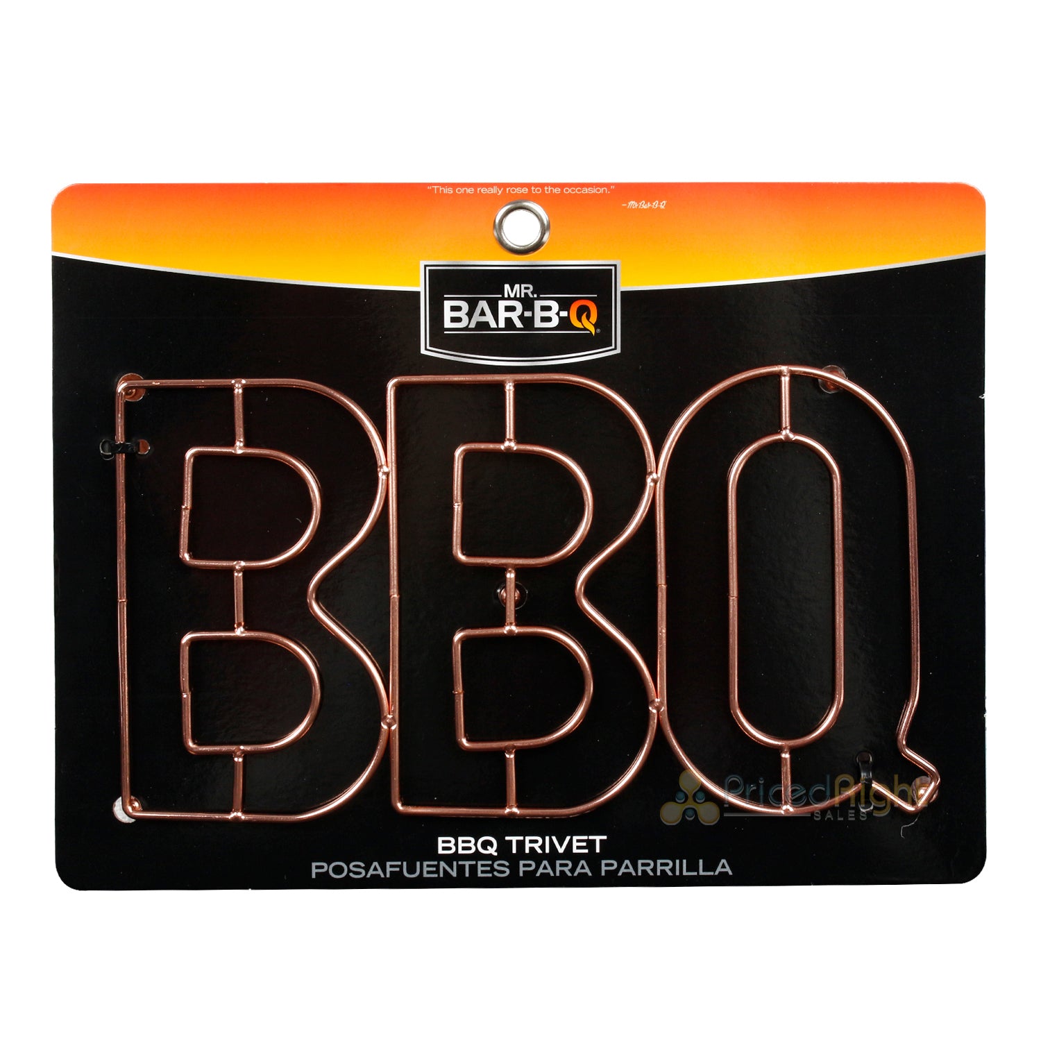 Mr. Bar-B-Q "BBQ" Trivet Metal Rose Gold Finish For Indoor And Outdoor Cooking