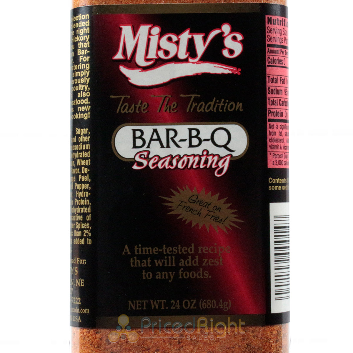 Misty's Steakhouse BBQ Seasoning Gluten Free No MSG Meat Poultry Game 24 Ounce