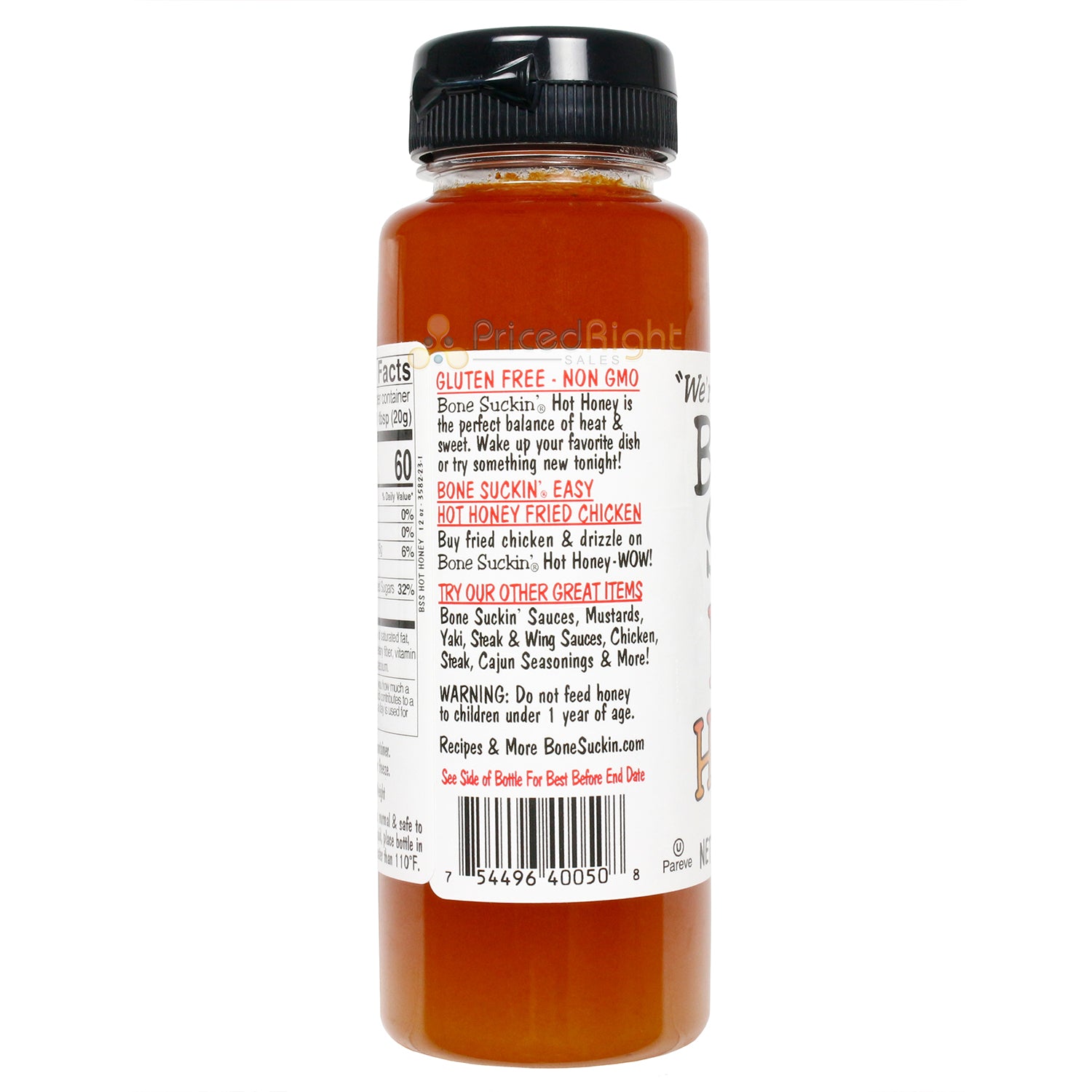 Bone Suckin' Hot Honey Spicy and Sweet Gluten Free Non GMO No HFCS 12 Ounce