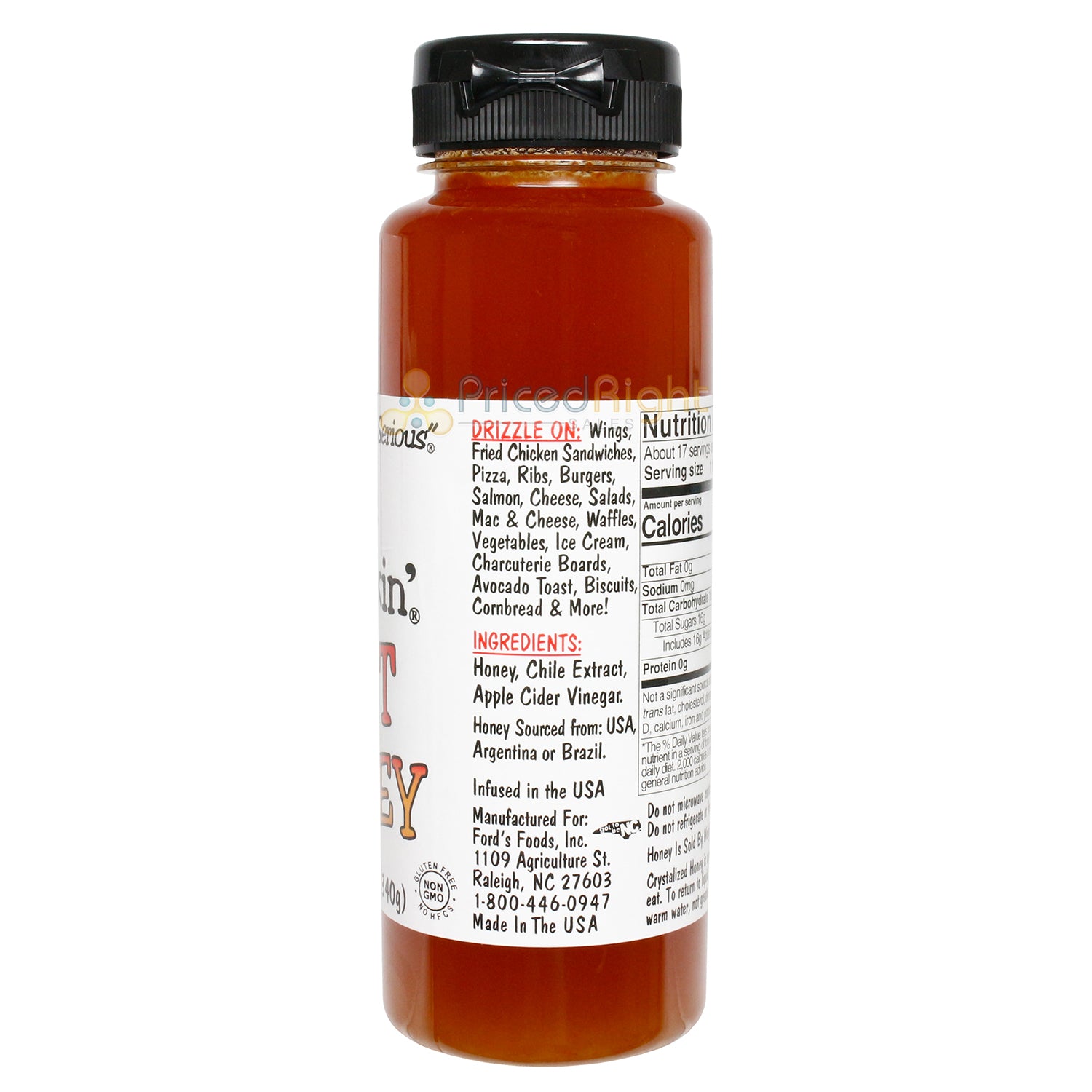 Bone Suckin' Extra Hot Honey Condiment Gluten Free Non GMO No HFCS 12 Ounce