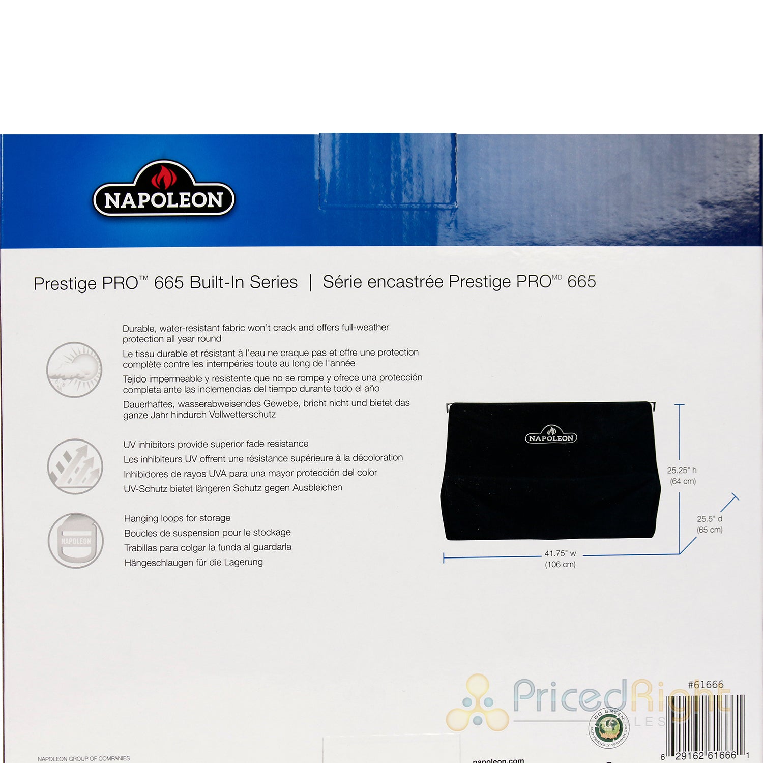 Napoleon Prestige Pro 665 Built-In Grill Cover All-Weather Protection Black