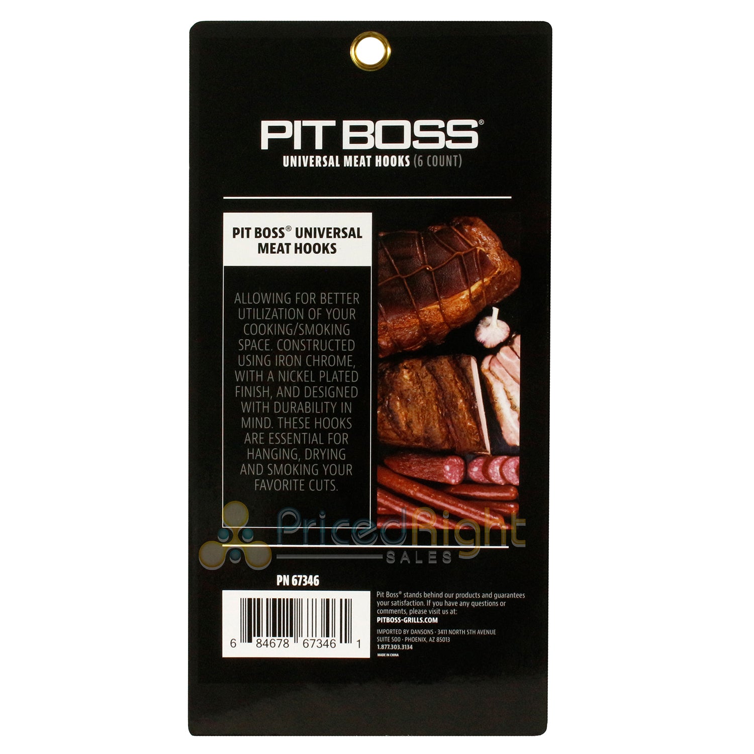 Pit Boss 6 Inch Universal Meat Hooks Easy to Clean Pack of 6 Nickel Plated 67346