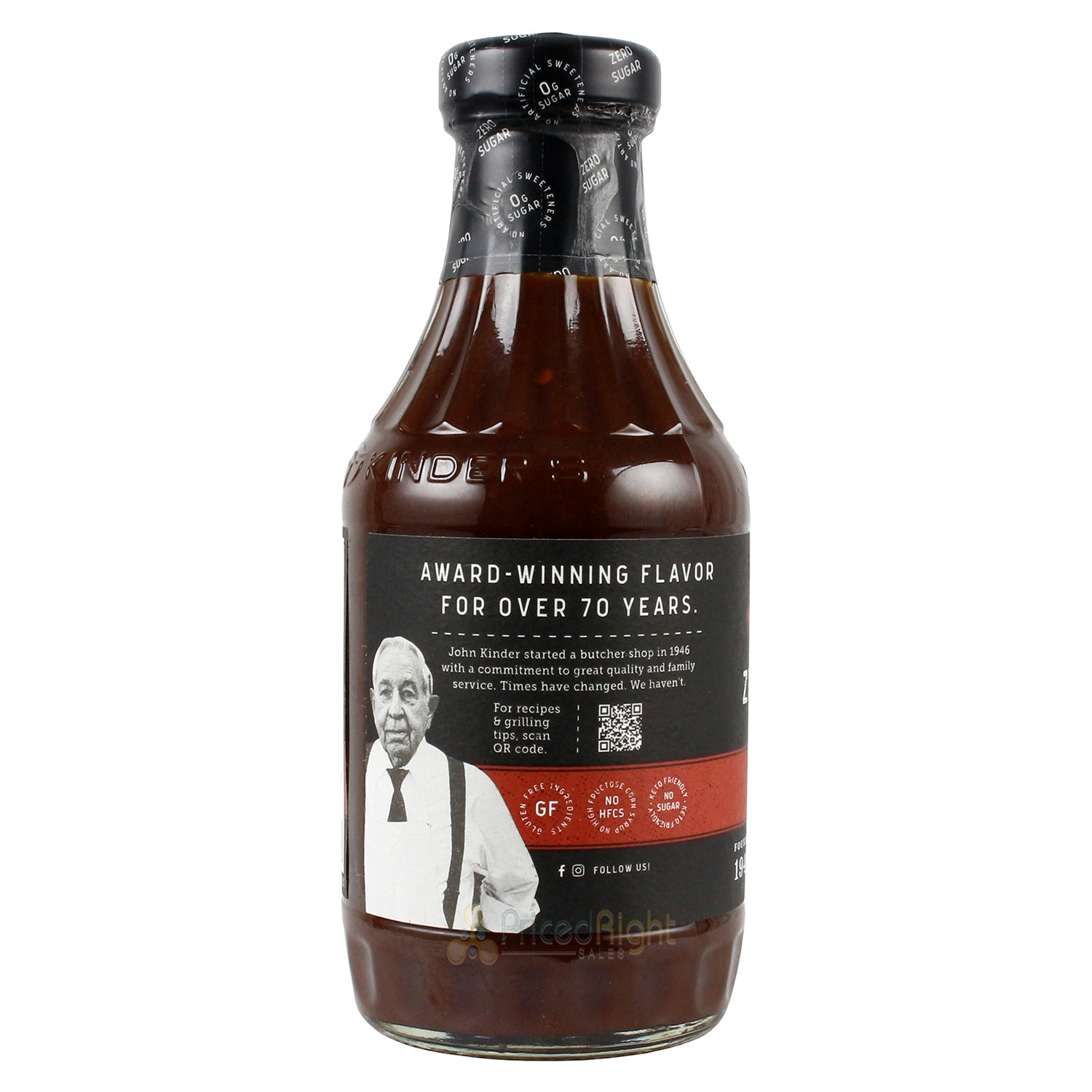 Kinder's Zero Sugar Smoked Red Jalapeno BBQ Sauce Handcrafted Gluten Free 17.5oz