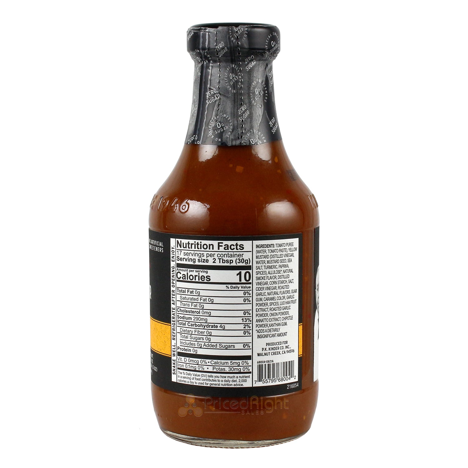 Kinder's Handcrafted Cali Gold BBQ Sauce Zero Sugar Gluten Free No HFCS 17.5 Oz