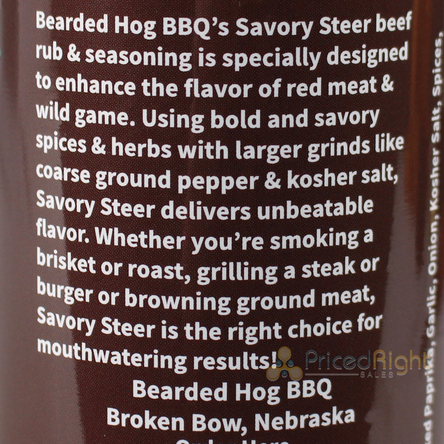 Bearded Hog BBQ Savory Steer Beef Rub & Seasoning 8.25 Oz No MSG 694685184096