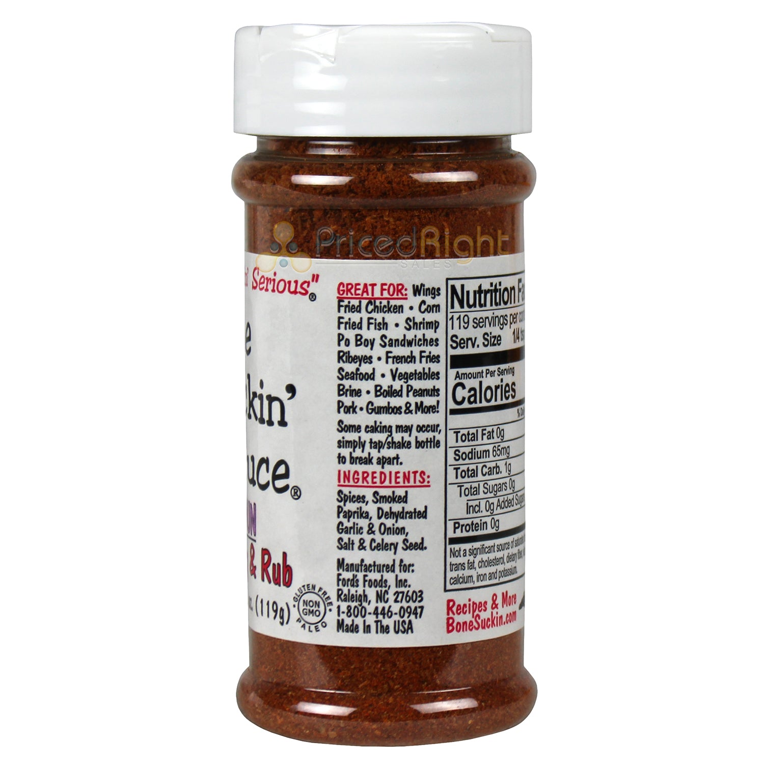 Bone Suckin' Sauce Cajun Seasoning and Rub 4.2 Oz Bottle Non Gmo Gluten Fat Free