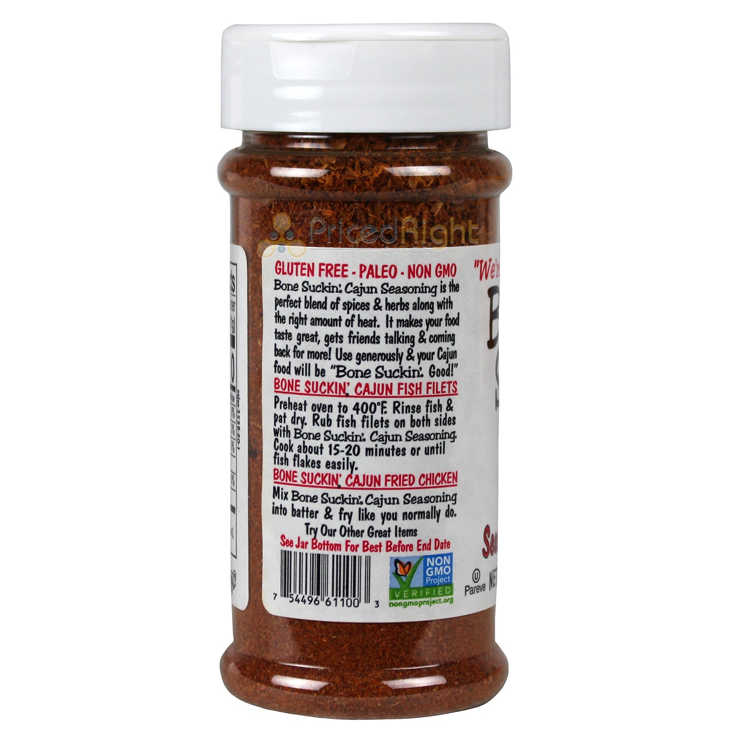 Bone Suckin' Sauce Cajun Seasoning and Rub 4.2 Oz Bottle Non Gmo Gluten Fat Free
