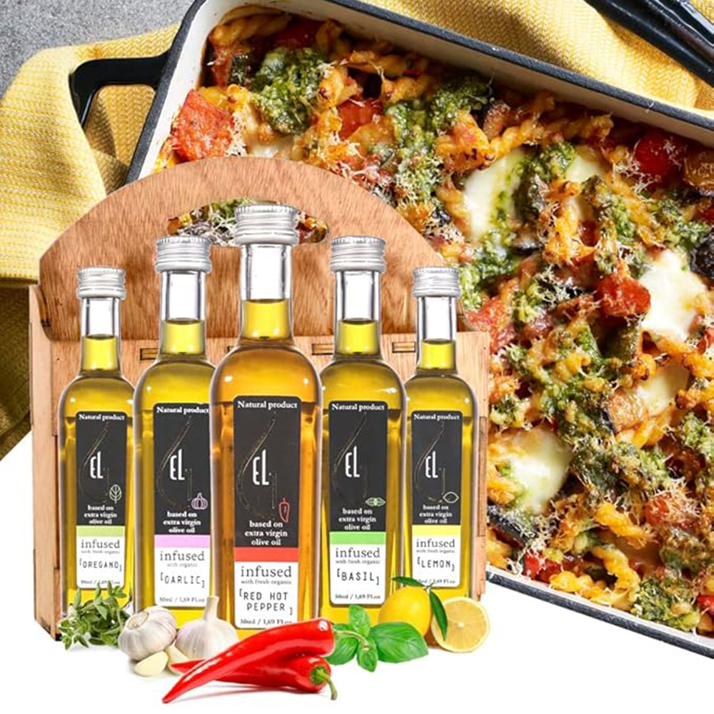 Pellas Nature Organic Herb Infused Olive Oil Gift Set Pack of 5 Kosher 74180