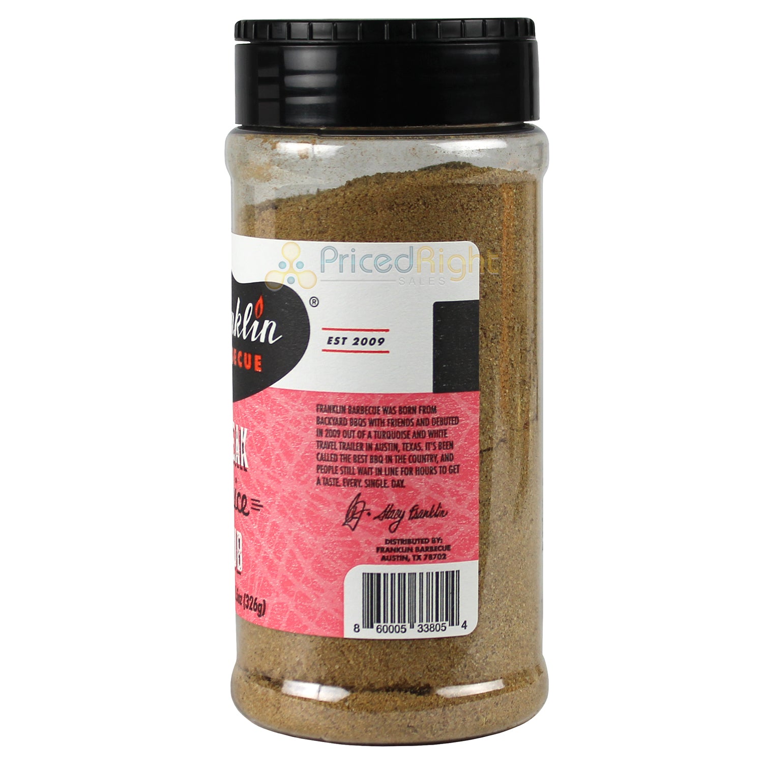 Franklin BBQ Steak Spice Rub 11.5 Oz Gluten and MSG Free 86000533805