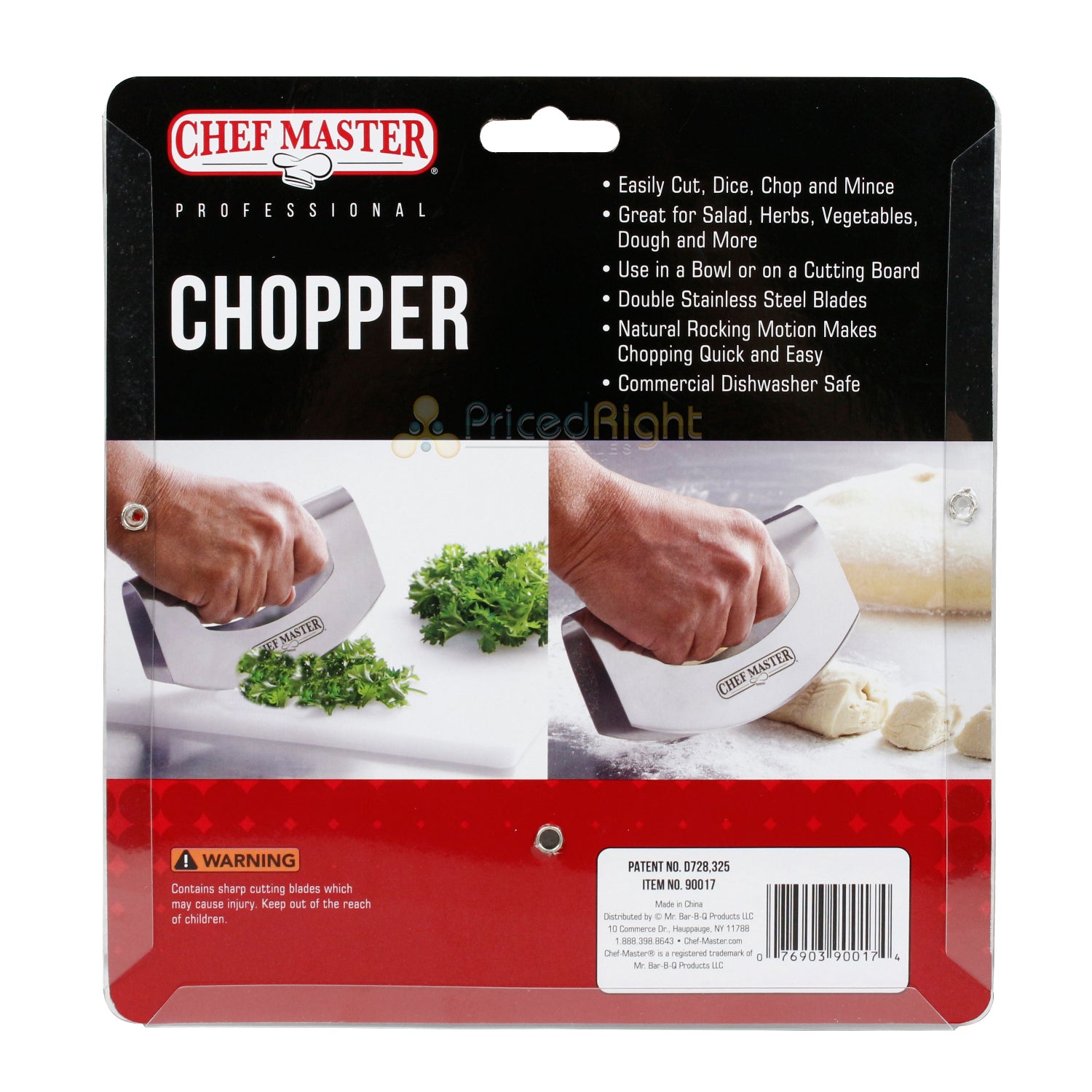 Chef Master Pro Chopper Double Rocking Blades Stainless Steel Dishwasher Safe