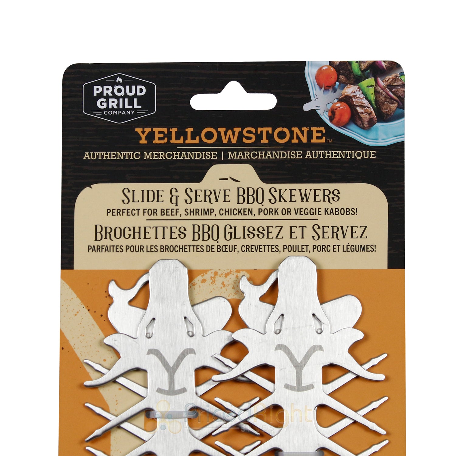 Slide & Serve BBQ Kabob Skewers Reusable Metal 4 Pack Proud Grill Yellowstone