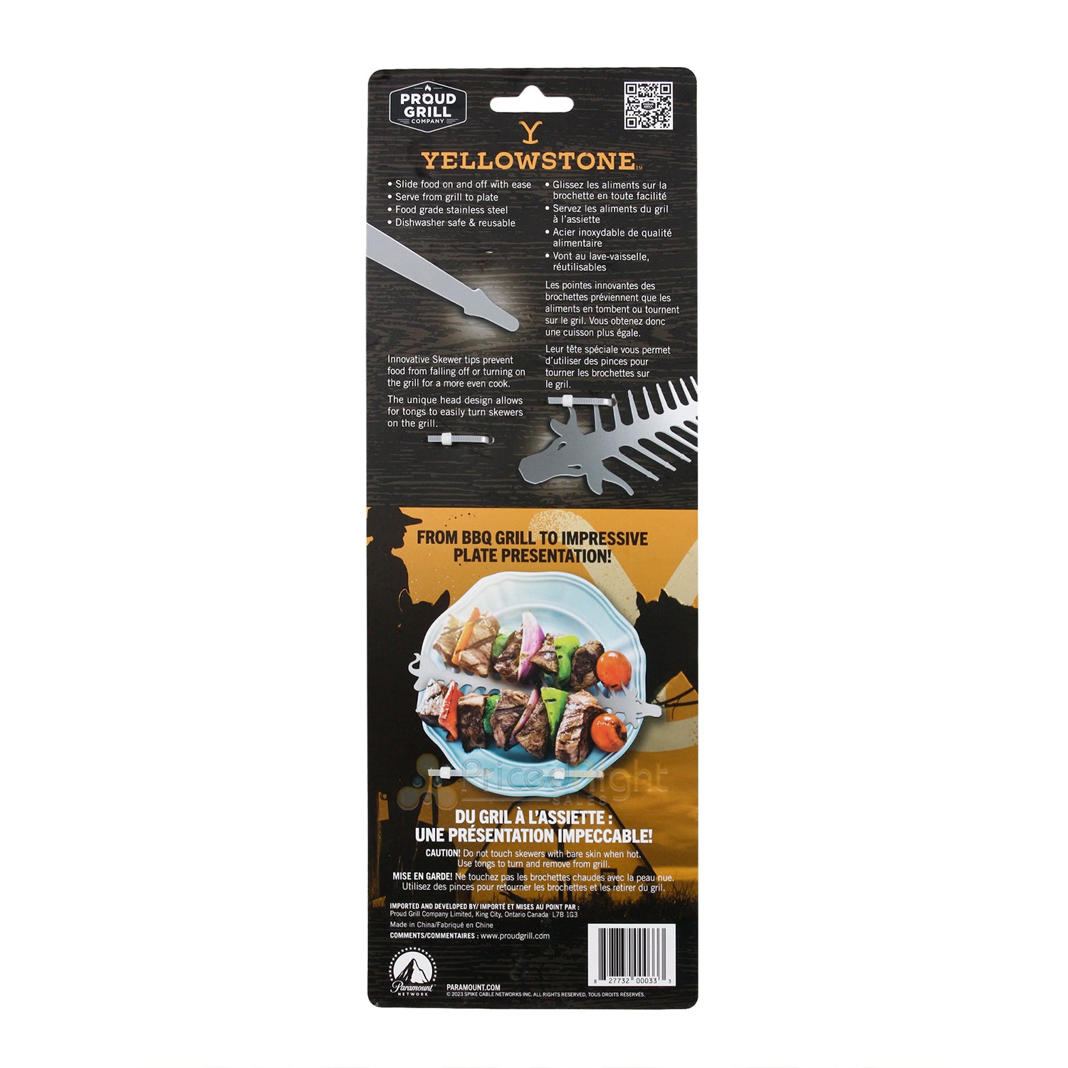 Slide & Serve BBQ Kabob Skewers Reusable Metal 4 Pack Proud Grill Yellowstone