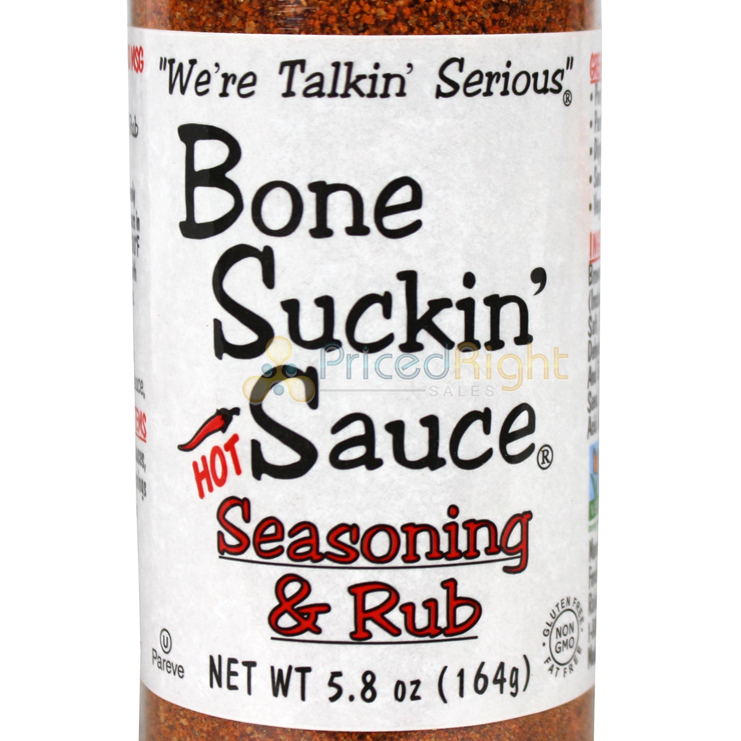 Bone Suckin' Sauce Hot Seasoning and Rub 5.8 Oz Bottle Non GMO Gluten & Fat Free