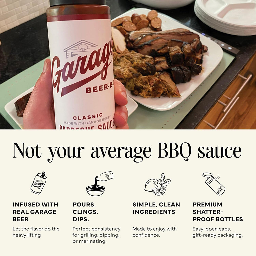 Garage Beer-B-Q Classic Barbecue Sauce 15 Oz w/ 10 Percent Beer Kosher 9717-6