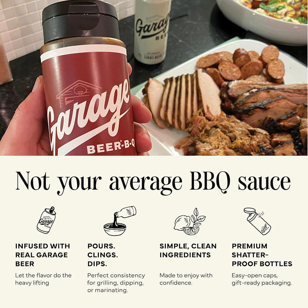 Garage Beer-B-Q Amped Up Barbecue Sauce 15 Oz w/ Ten Percent Beer Kosher 9718-6