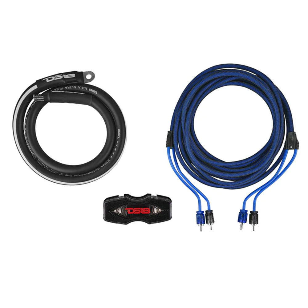 DS18 Amplifier Wiring Installation Kit 0 Gauge CCA 3500W RMS Blue AKIT0.BL