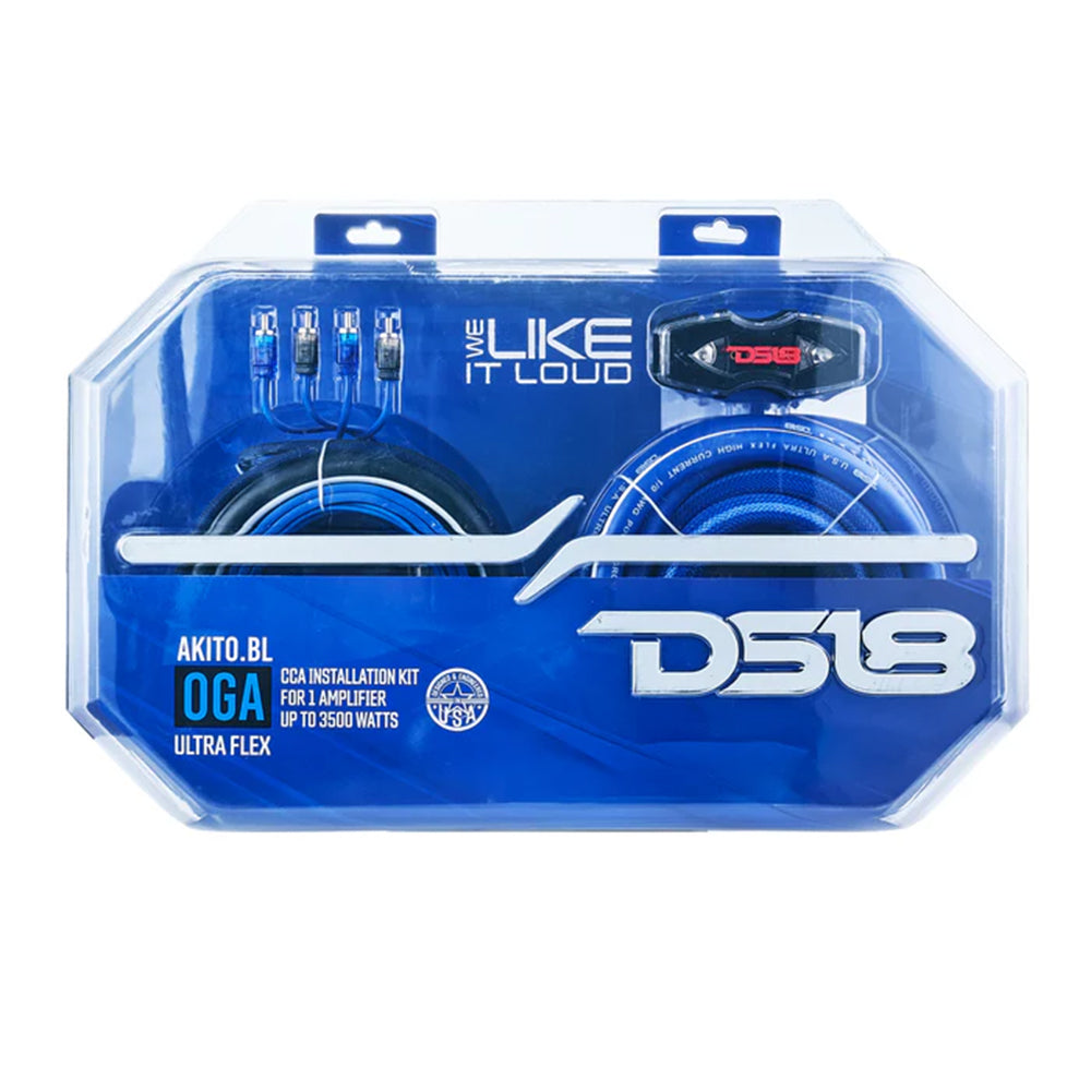 DS18 Amplifier Wiring Installation Kit 0 Gauge CCA 3500W RMS Blue AKIT0.BL