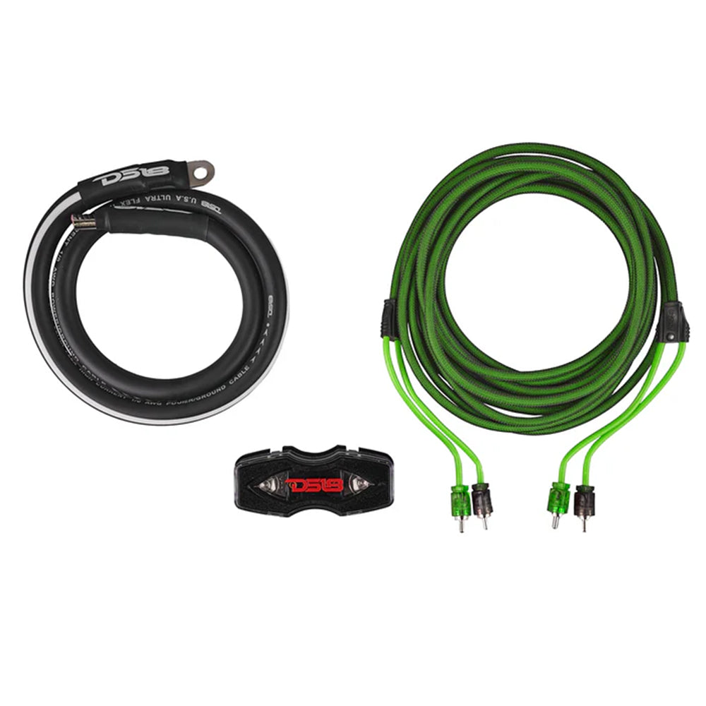 DS18 Amplifier Wiring Installation Kit 0 Gauge CCA 3500W RMS Green AKIT0.GR