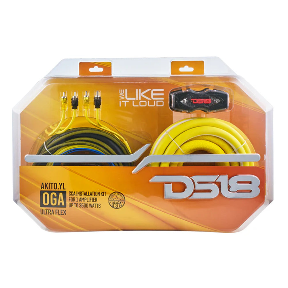 DS18 Amplifier Wiring Installation Kit 0 Gauge CCA 3500W RMS Yellow AKIT0.YL