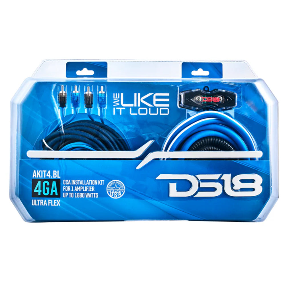 DS18 Amplifier Wiring Installation Kit Blue CCA 4 Gauge Kit Blue 1680W AKIT4.BL